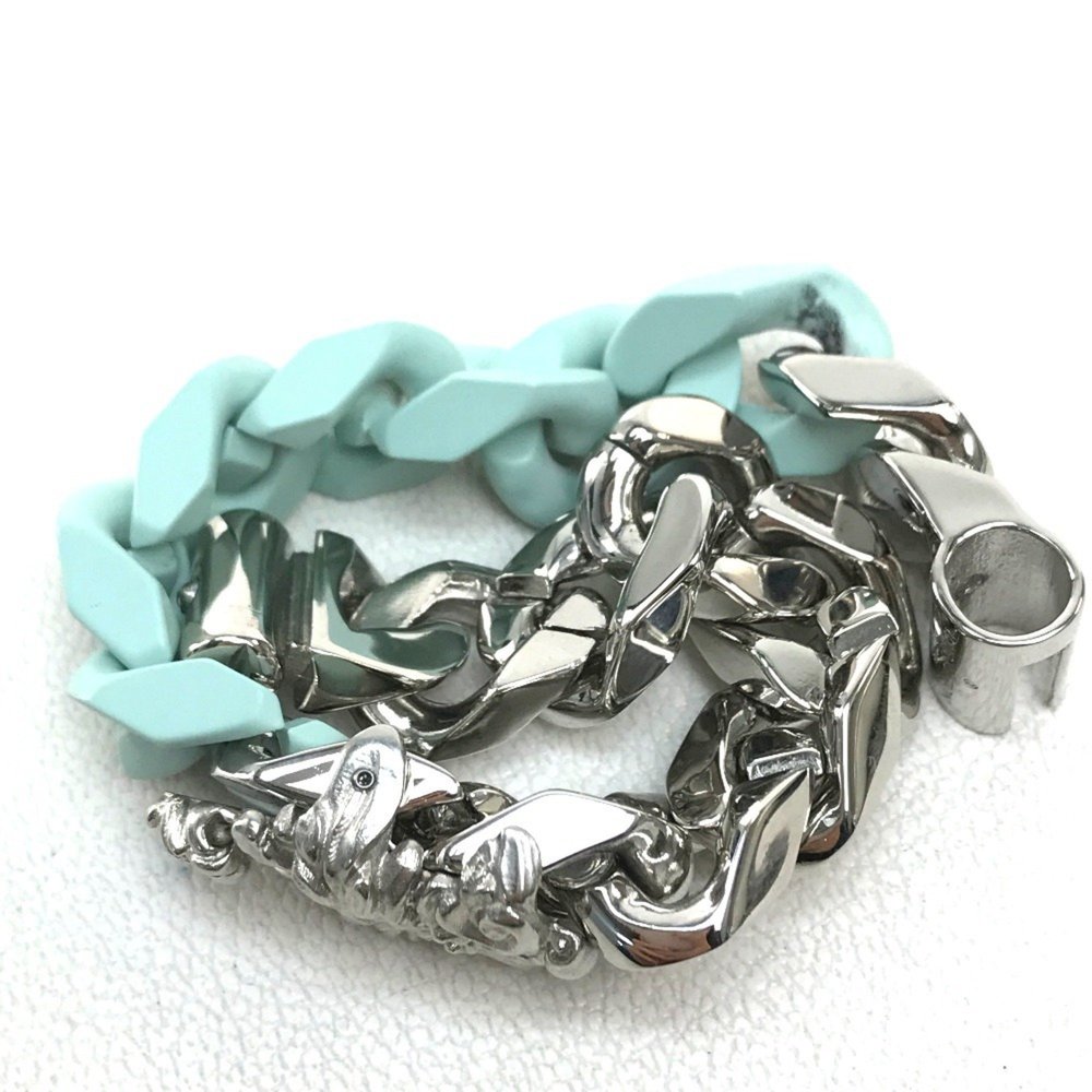 LOUIS VUITTON MP2630 LV Sculpture Chain Bracelet, Ceramic, Women's, Silver, - Picture 9 of 10